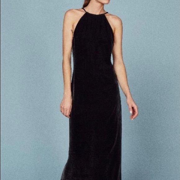 Reformation Irving Dress Velvet High Neck - Picture 1 of 7